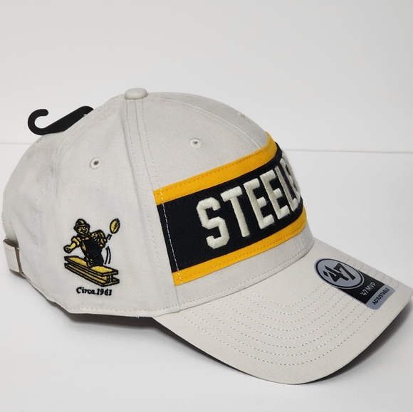 Pittsburgh Steelers '47 Brand MVP Adjustable Crossroad White Hat NWT NFL - Picture 2 of 9